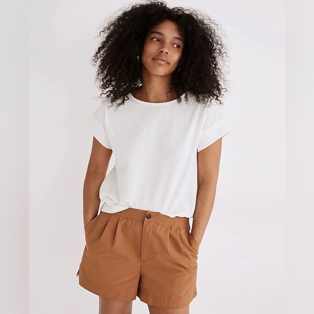 Madewell Brown Elastic-Waist Cotton Shorts